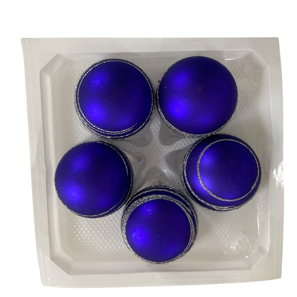 VTG 5 Genuine Glass Mouthblown Christmas Ornaments Blue Purple Silver Poland - Picture 5 of 10